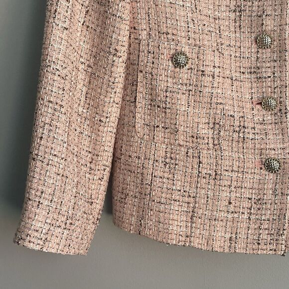 NEW Karl Lagerfeld Paris Tweed Gold Button Blazer Women's Size 4 Pink Career - Picture 6 of 15